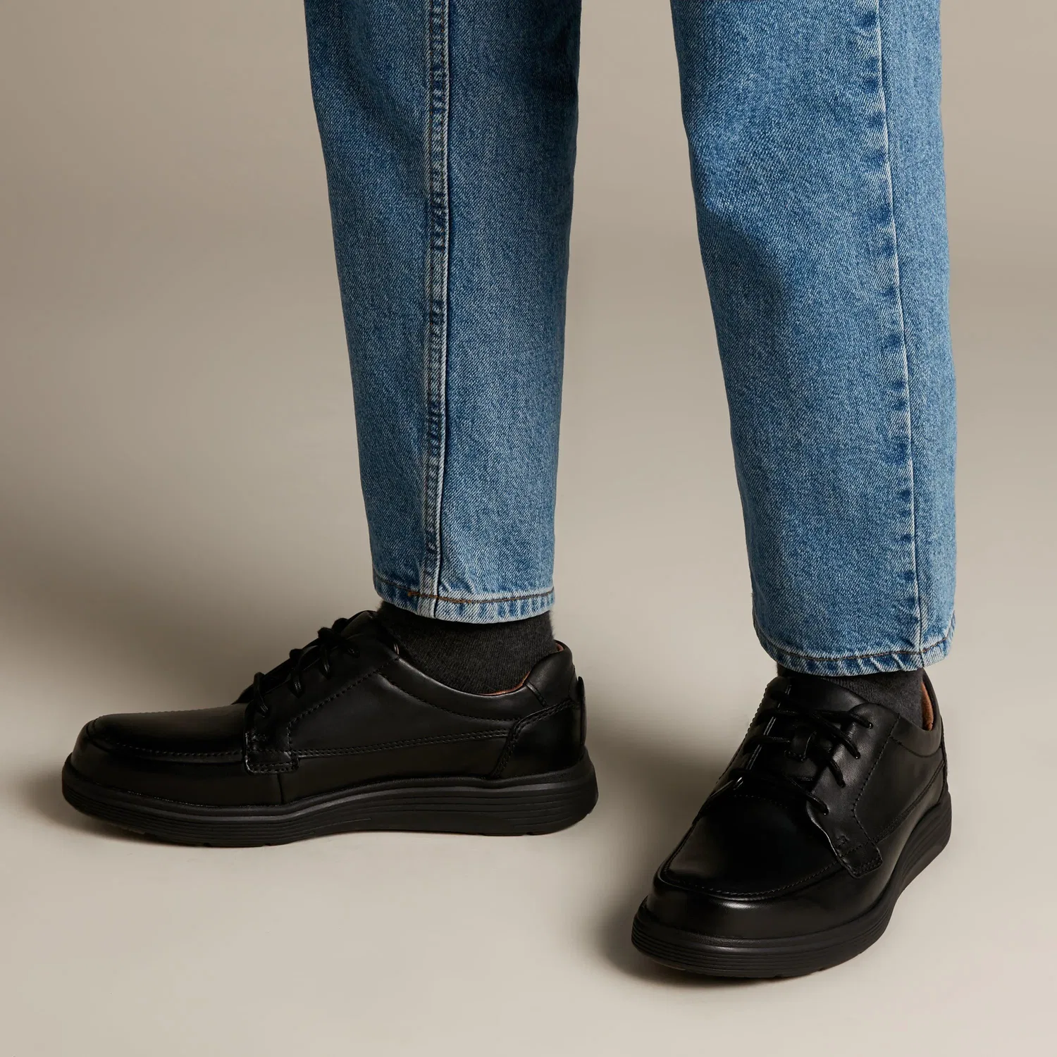 Дерби мужские из черной кожи Clarks, черный — фото 2