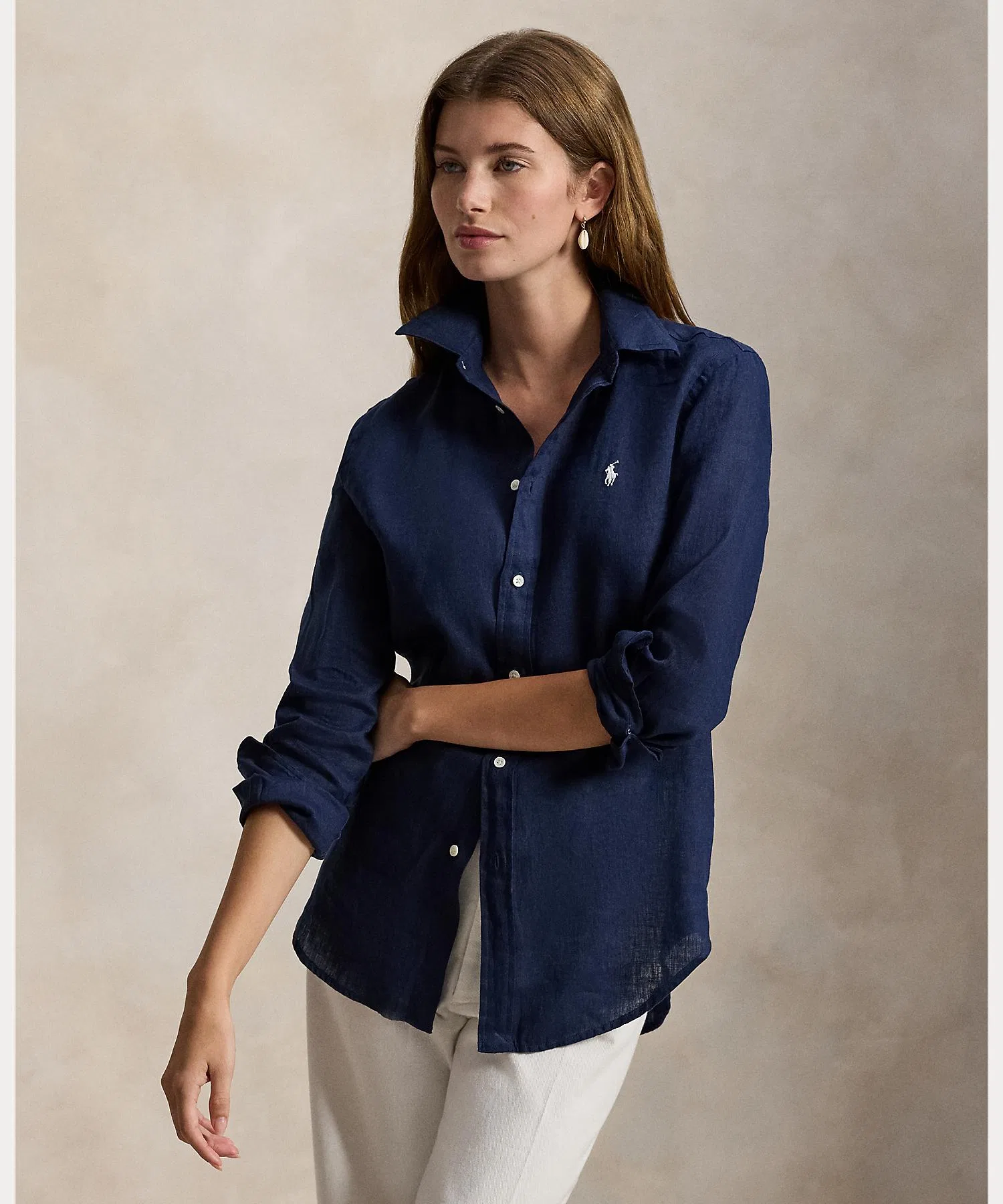 Женская рубашка POLO RALPH LAUREN Классический крой из льна