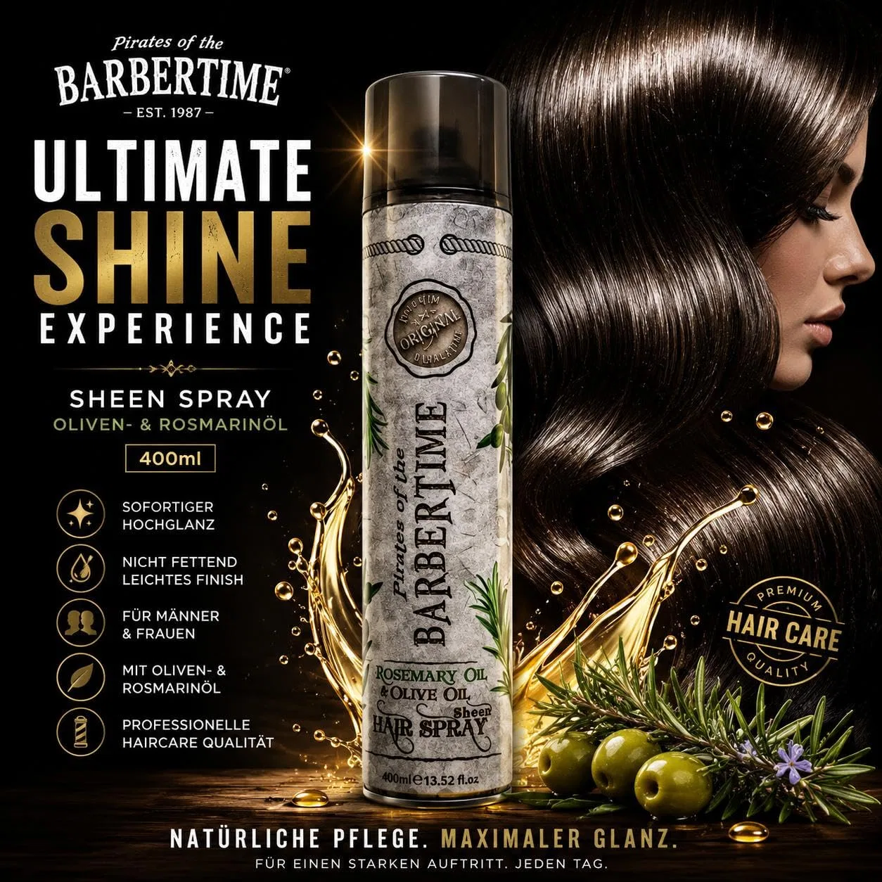 Спрей-блеск с оливковым и розмариновым маслом Sheen Spray Barbertime