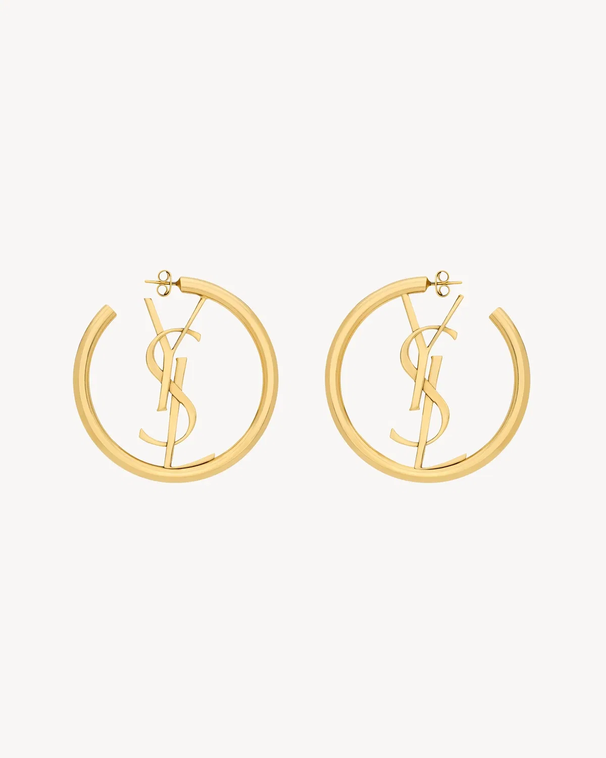 Серьги-кольца CASSANDRE из металла SAINT LAURENT, золотой