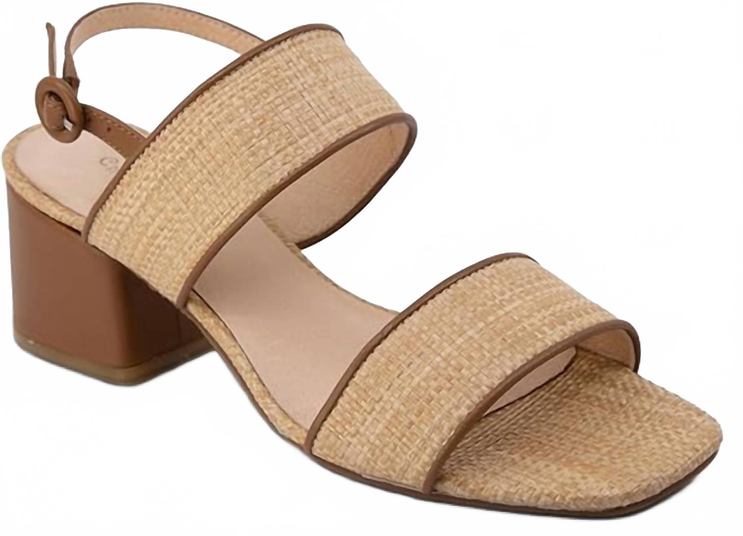 Women Darla Double Strap Block Sandal In Natural Raffia CHOCOLAT BLU, Natural Raffia