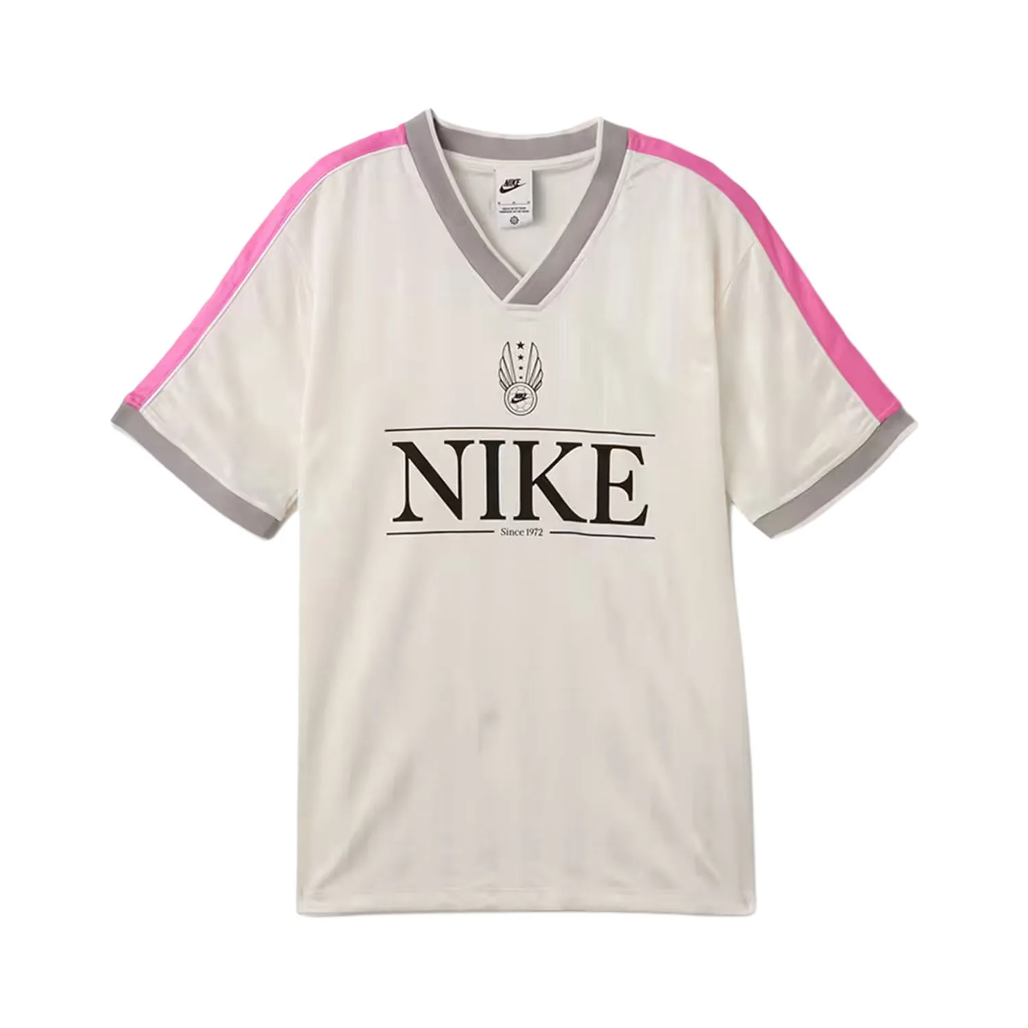 Женский топ-джерси с V-образным вырезом Nike, Canvas/Naughty Pink/Preppy Gray/Black Color