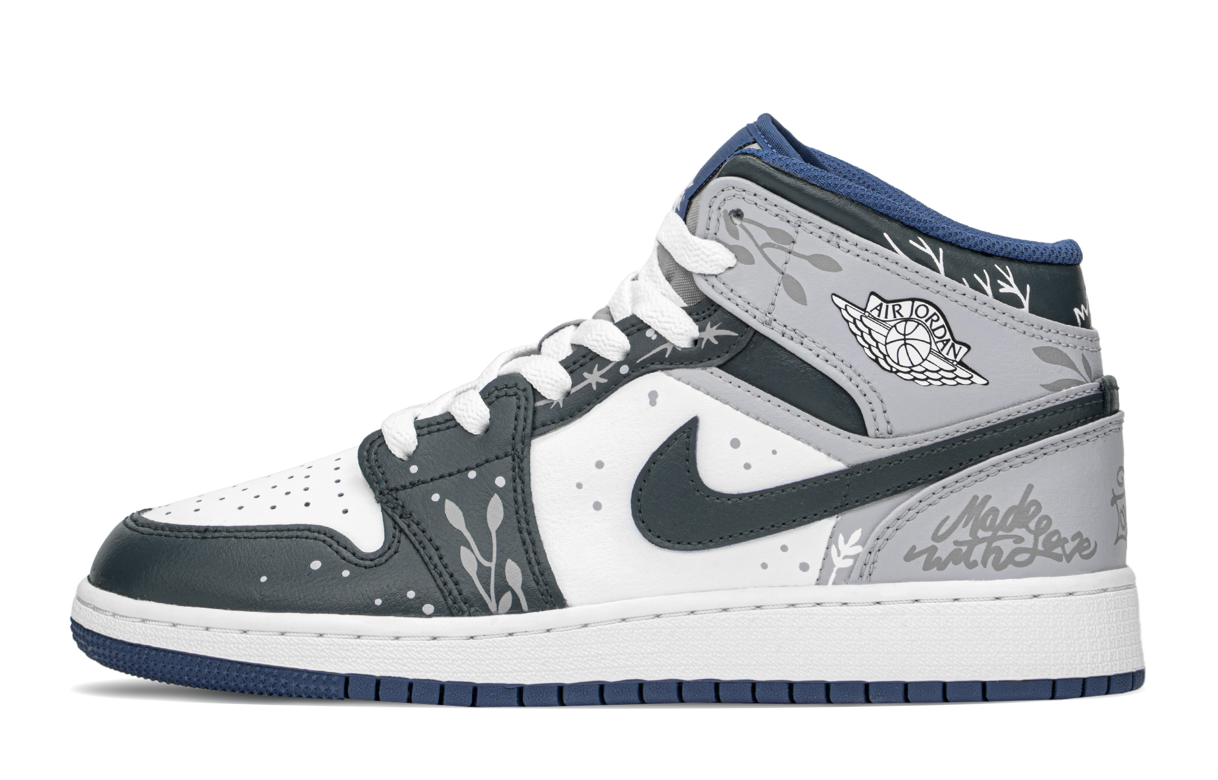 

Кроссовки Air JORDAN 1 Vintage Basketball Shoes Women's Mid-Top White Gray/Blue