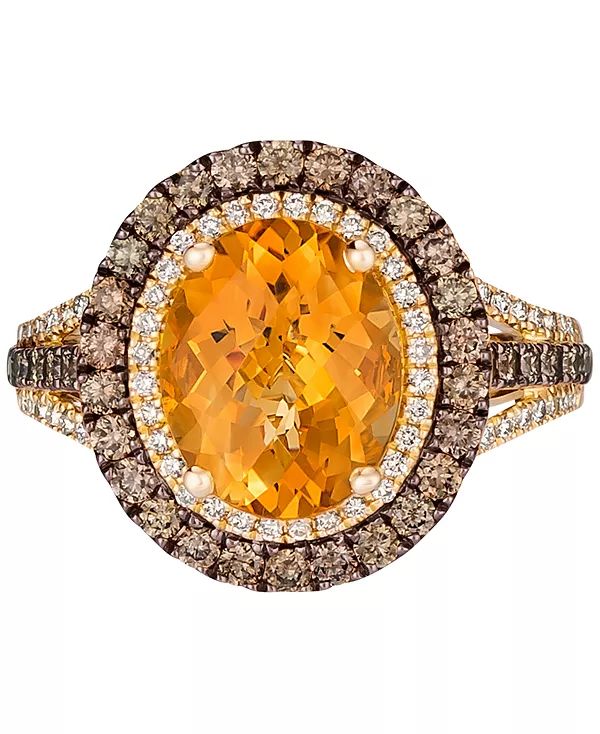 

Кольцо с топазом глубокого синего цвета (4 карата) и бриллиантом (7/8 карата) из 14-каратного розового золота (также из опала, цитрина, аметиста, граната и мятного джулепа) Le Vian, citrine