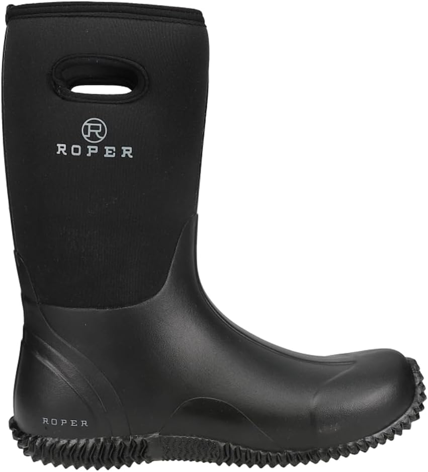

Мужские дождевые повседневные сапоги Roper Barnyard с круглым носком и вставкой для надевания, средняя голень - черные, черный