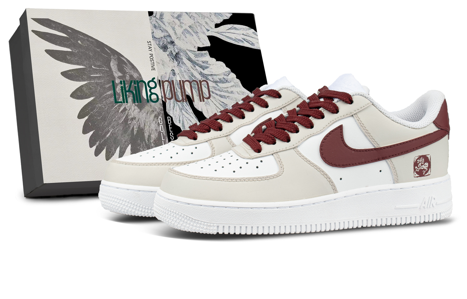 

Air Force 1 Leather Coverage Low top Skateboard Shoes Unisex Beige Umber Nike, бежевый коричневый