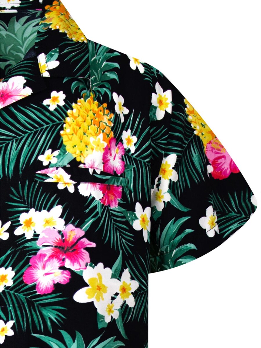 Рубашка на пуговицах классического кроя King Kameha Pineapple Flowers, черный — фото 4