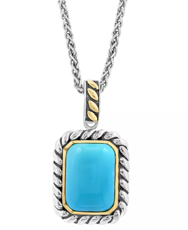 

Ожерелье с подвеской Effy бирюзового (14 x 10 мм) цвета веревки, 18 дюймов, из стерлингового серебра и 14-каратного золота Effy Collection, turquoise
