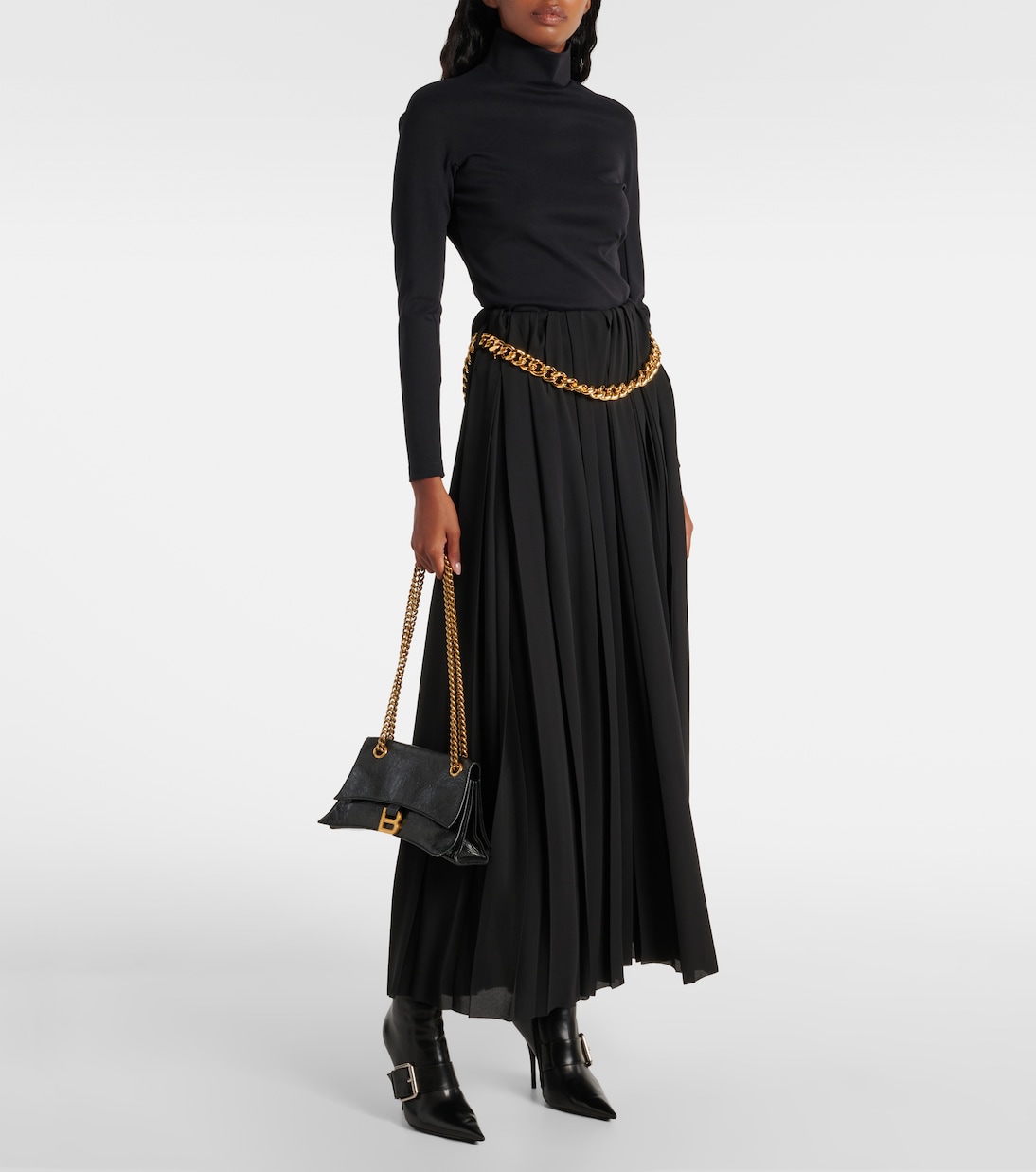 Плиссированная юбка макси Balenciaga, черный — фото 2