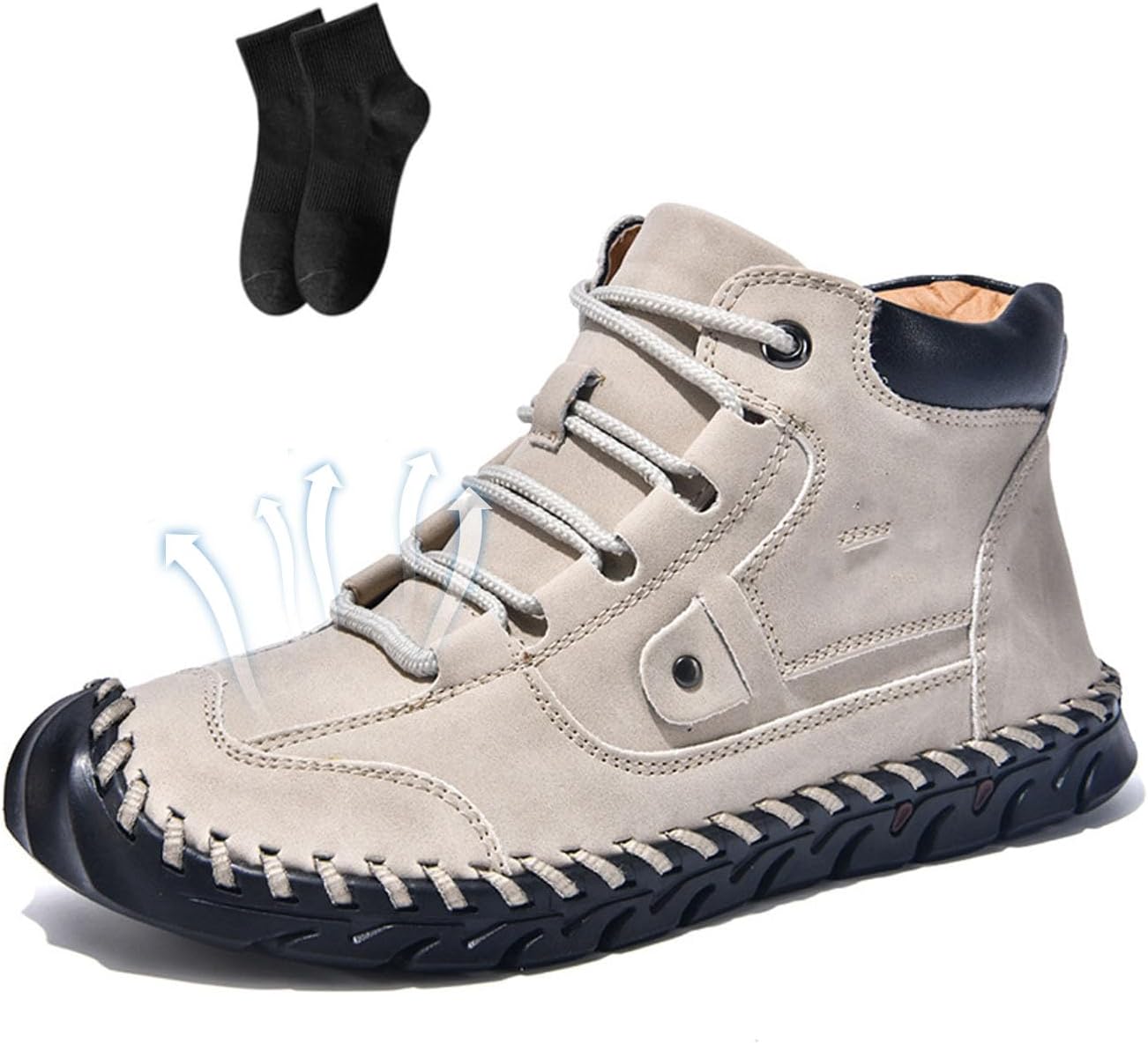 

Ботинки для мужчин, удобные мужские кожаные ботинки ручной работы, мужская обувь широкого размера, шнуровка, водонепроницаемые, с поддержкой свода стопы, противоскользящая, водонепроницаемые походные ботинки, кроссовки для прогулок Noworfewer, б...