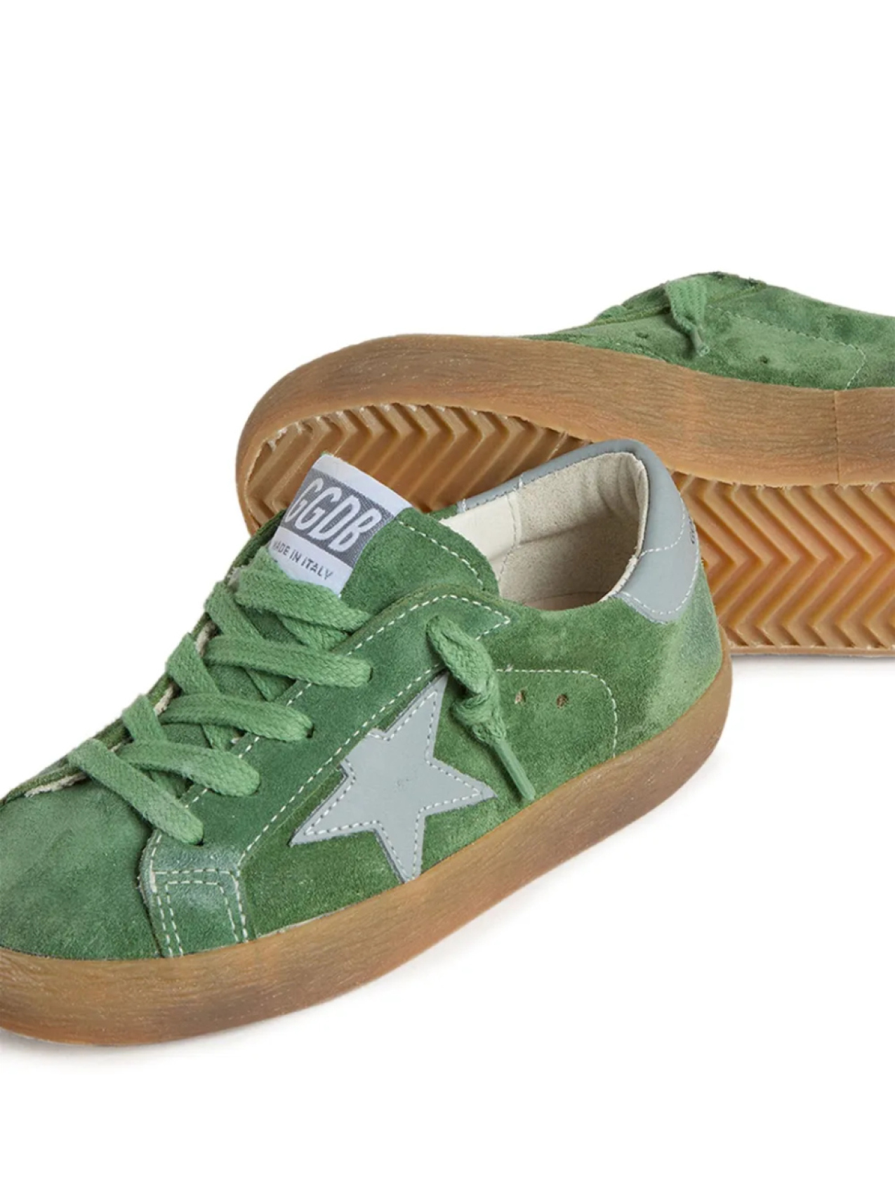 Замшевые кроссовки Golden Goose Kids Super Star, зеленый — фото 4