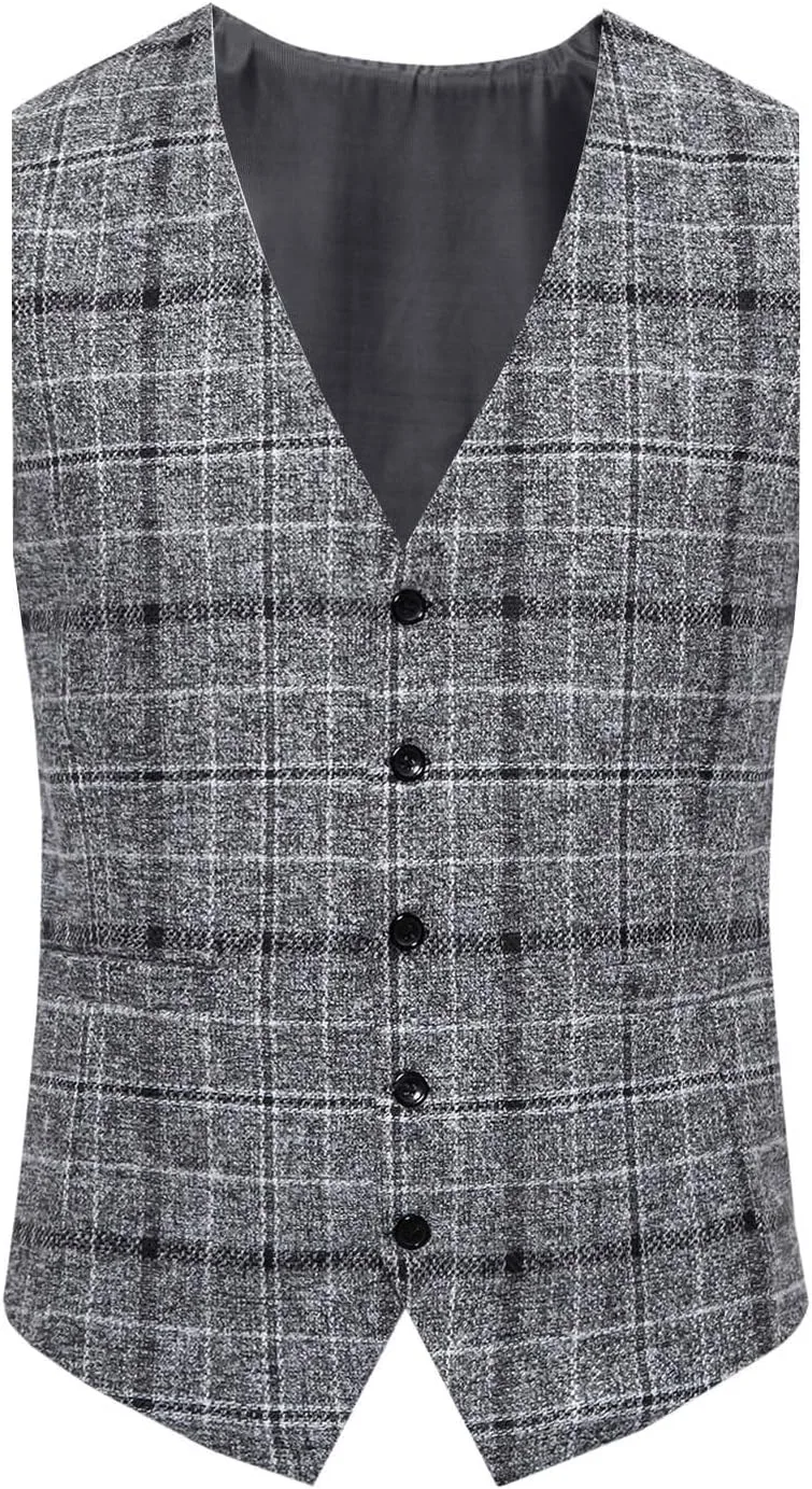 

Мужская майка-поло V-образным вырезом на пуговицах, стильная офисная безрукавка в клетку, британский стиль