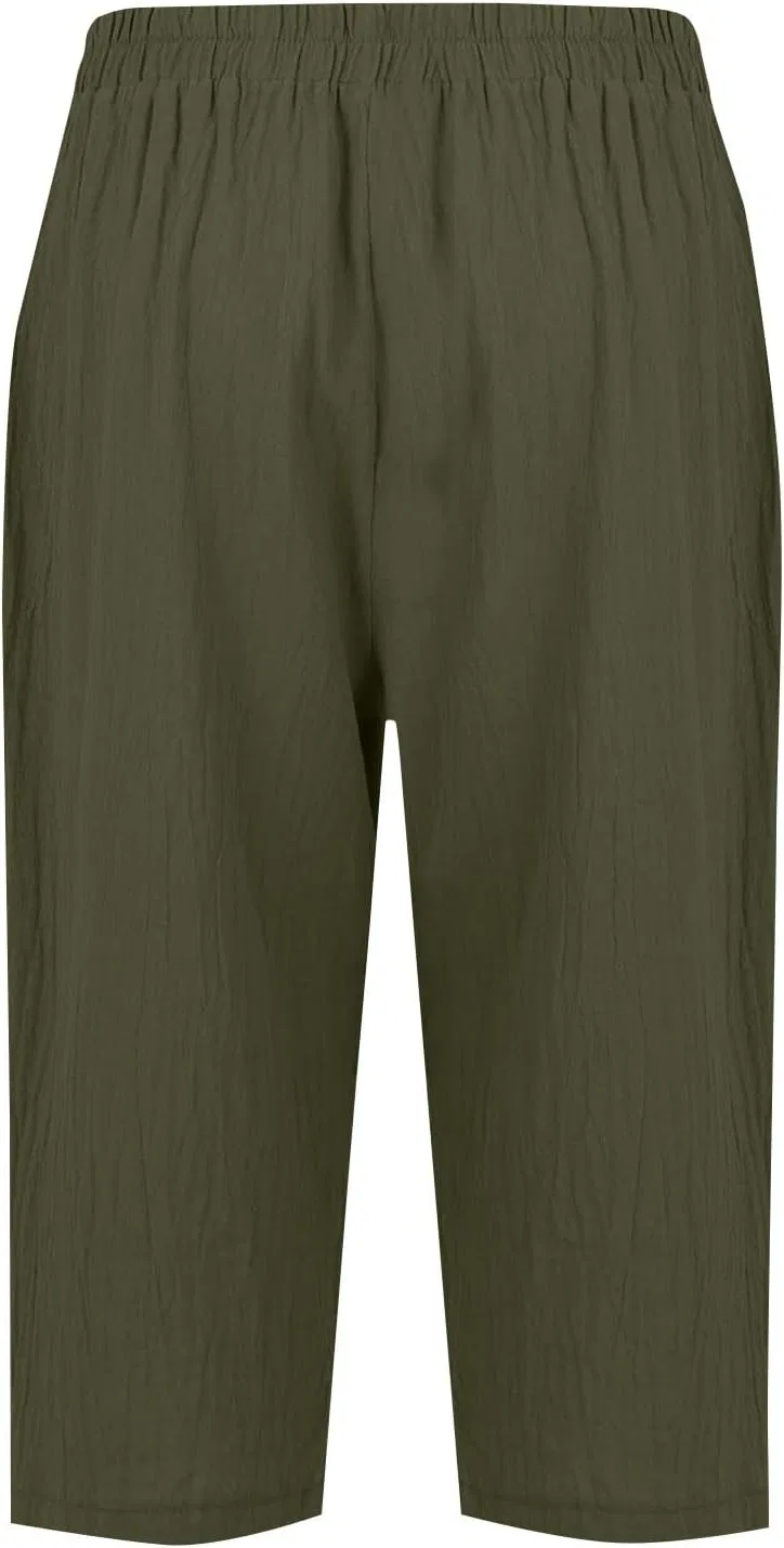 Леггинсы Linen Capri Pants, зеленый — фото 3