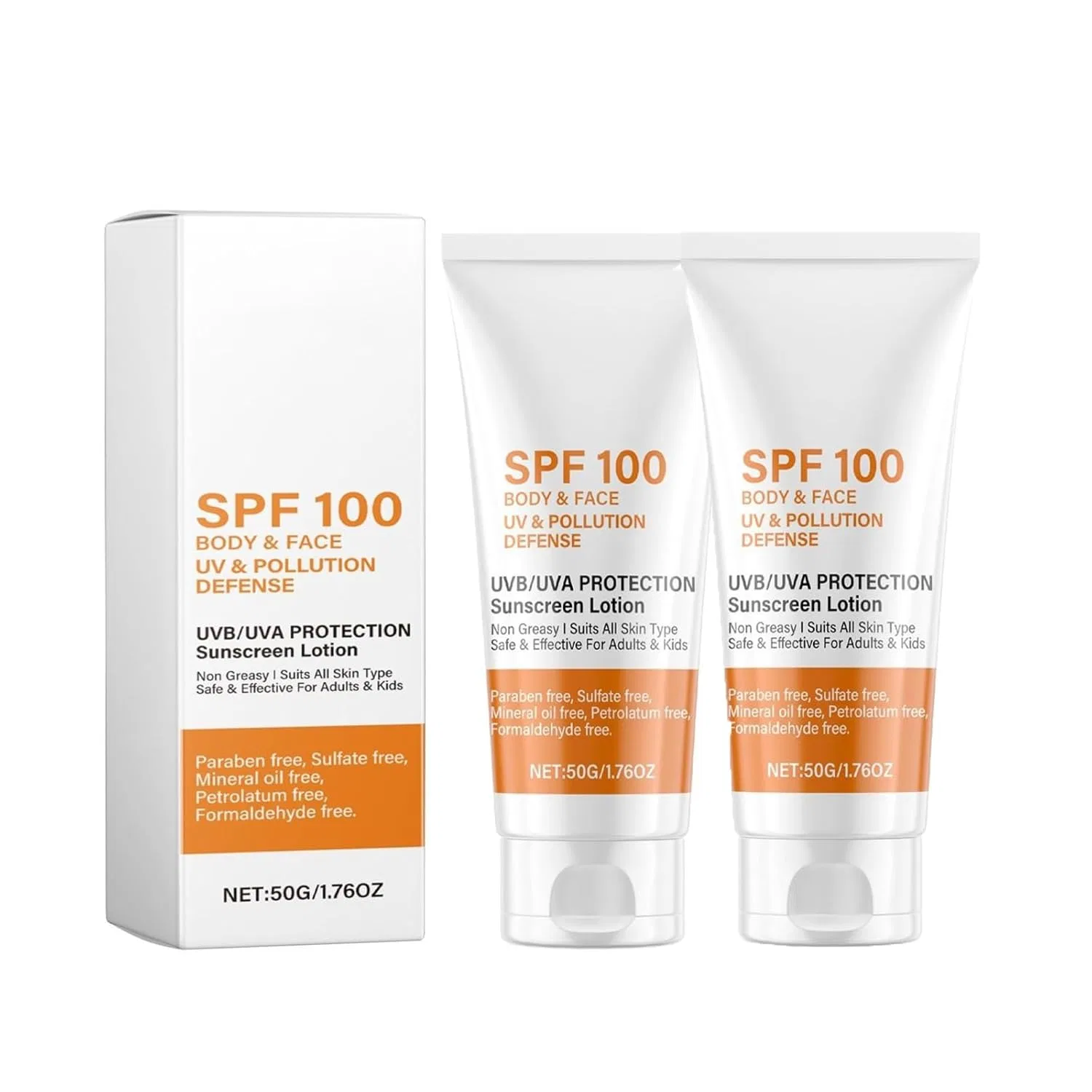 Солнцезащитный крем для лица SPF 100, 50 г Generic, 2 Pieces.