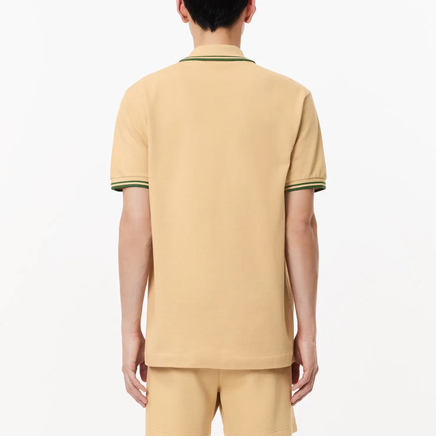 Хлопковая поло с вышитым слоганом LACOSTE, бежевый — фото 4