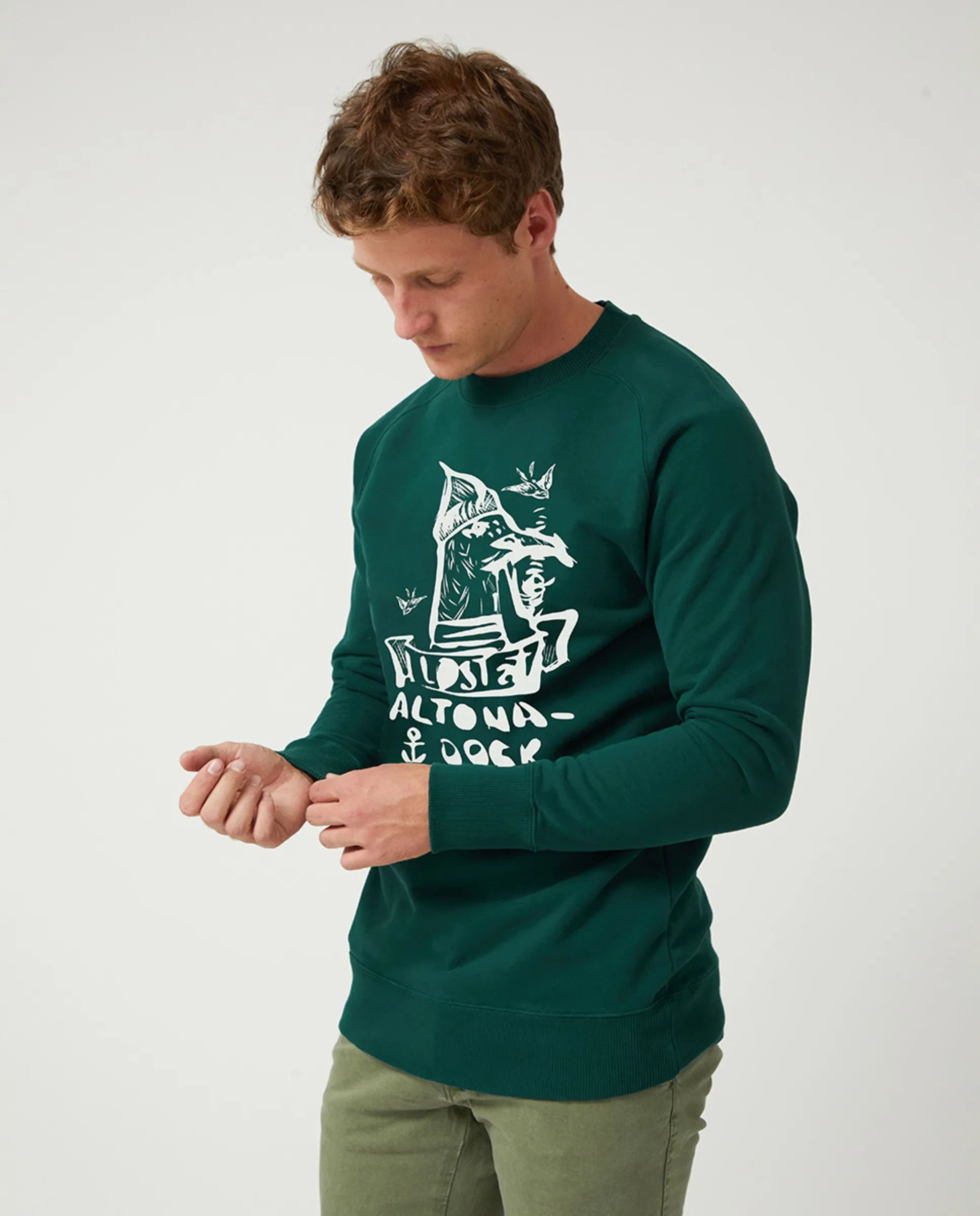 

Мужская толстовка без капюшона slim fit Altonadock, зеленый