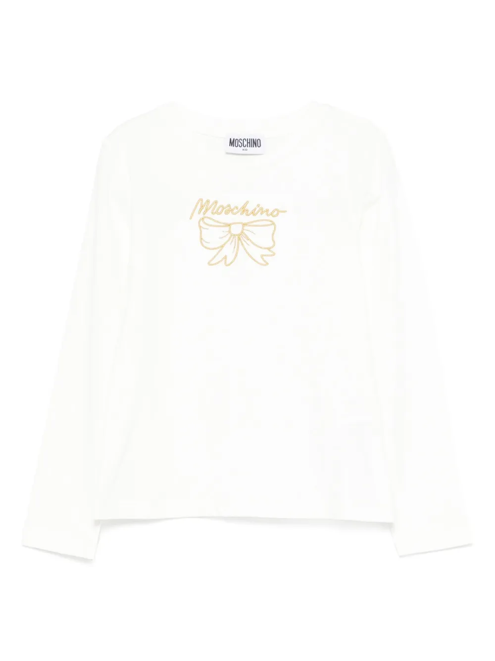 

Футболка с длинными рукавами, украшенная бантом Moschino Kids, белый