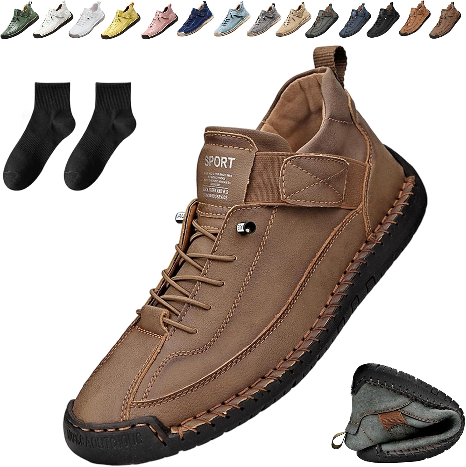 

Удобные ортопедические кроссовки Ufladi, 2026 год. Новые, унисекс, ручная работа, кожаные, удобные, с поддержкой свода стопы, коричневый