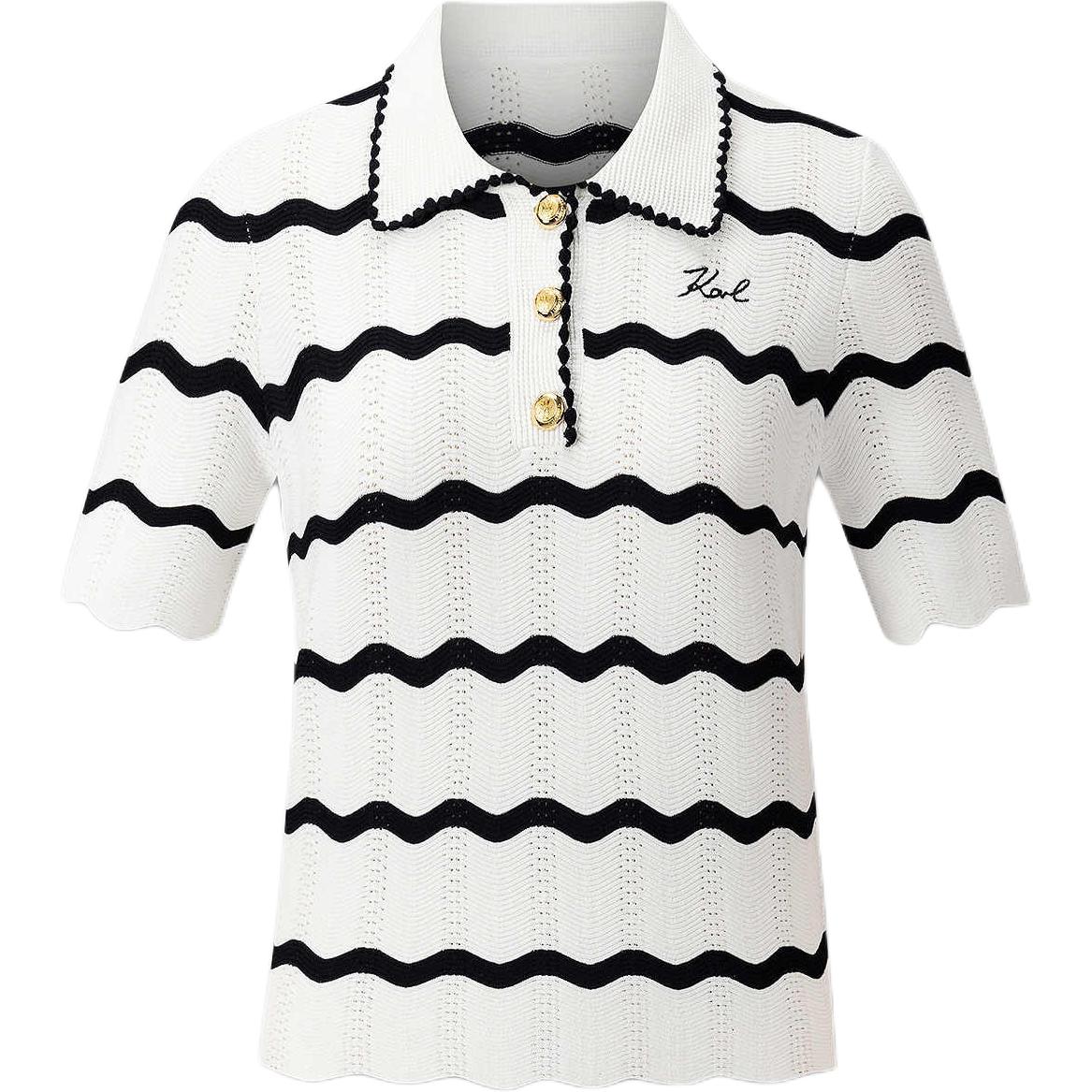 

KARL LAGERFELD / Karl Lagerfeld Jeans Футболка-поло KARL LAGERFELD SS25 женская черно-белая