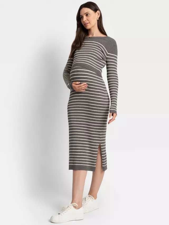 

Платье Seraphine Stripe Knit Maternity & Nursing, цвет grey/white