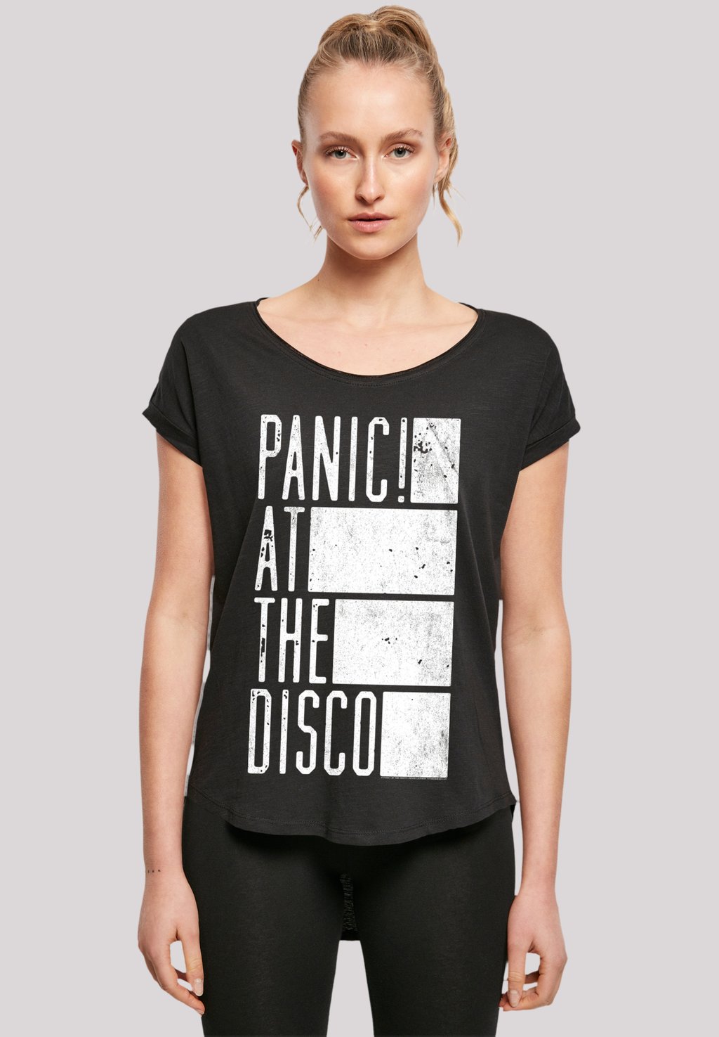 

Футболка с принтом PANIC AT THE DISCO BLOCK TEXT F4NT4STIC, черный