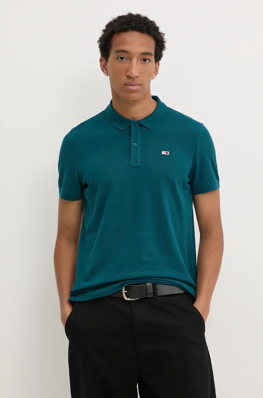 

Рубашка-поло Tommy Jeans из хлопка, бирюзовый