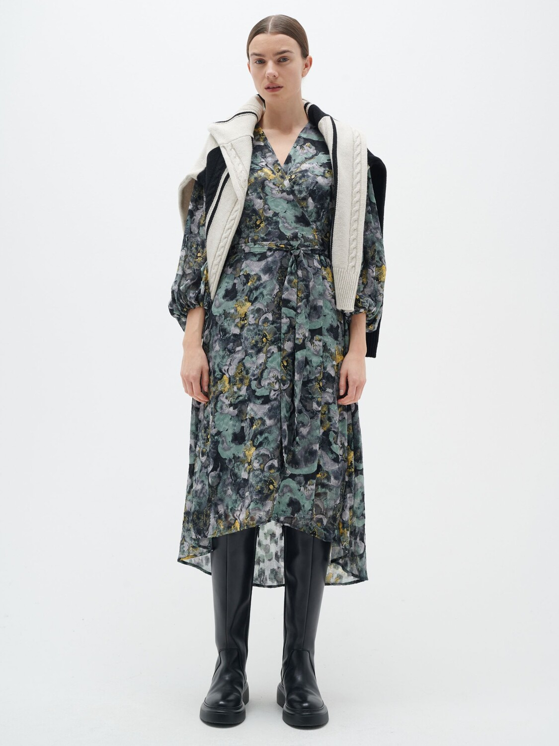 

Платье миди с длинными рукавами InWear Basira, зеленый/разноцветный
