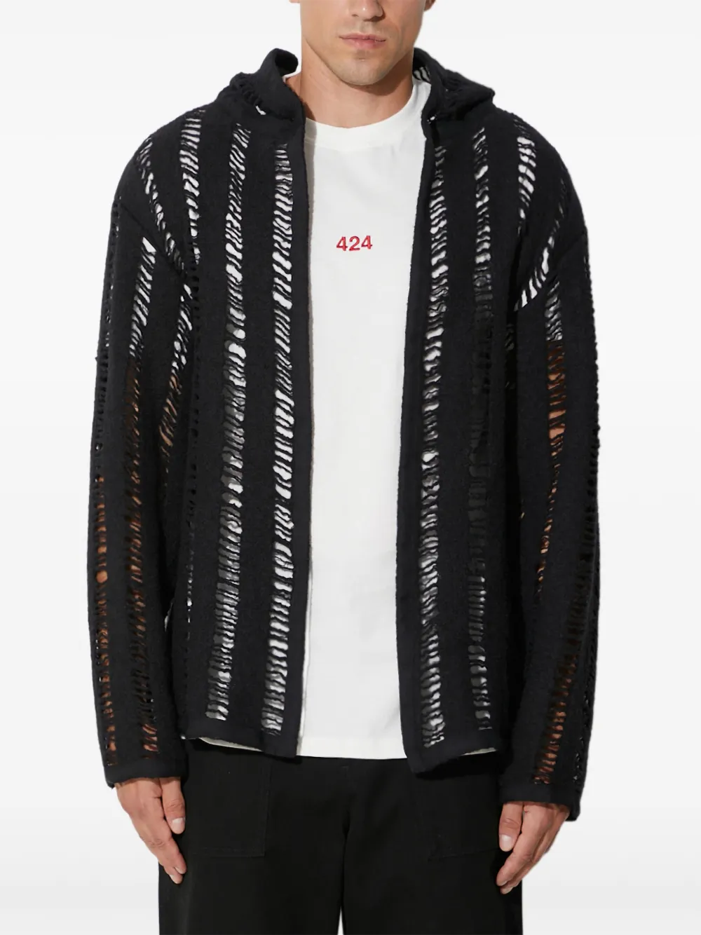 

Худи из ажурной вязки 424, черный