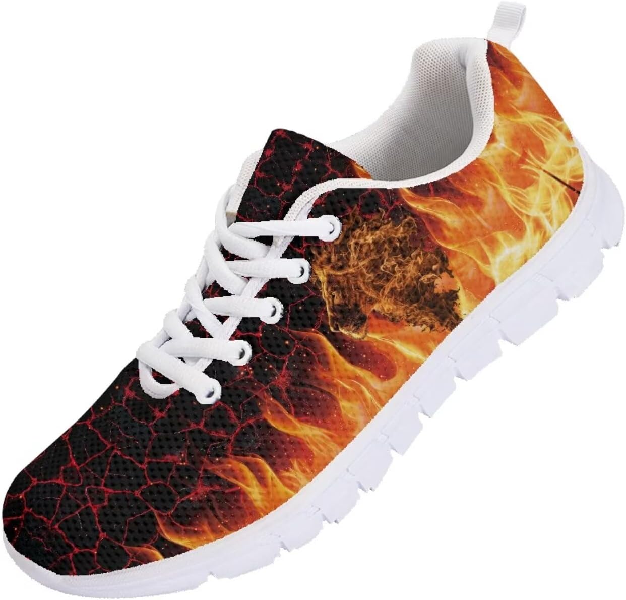 

Кроссовки Funnydude с забавным принтом для мужчин, противоскользящие туристические и спортивные, размер 6.5, Flame Lion