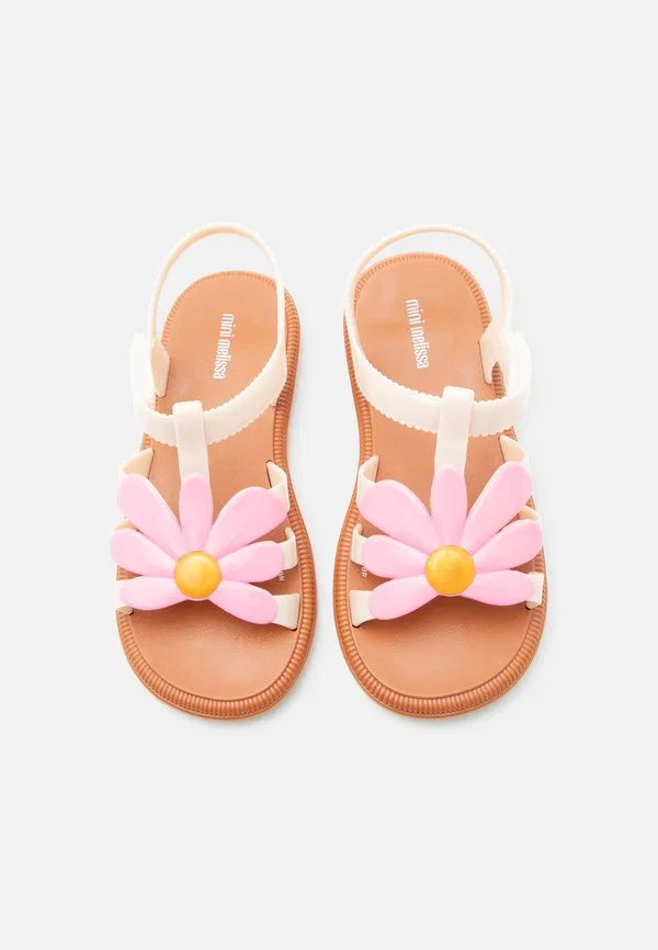 Стильные цветочные сандалии Mini Melissa, White/Pink — фото 4
