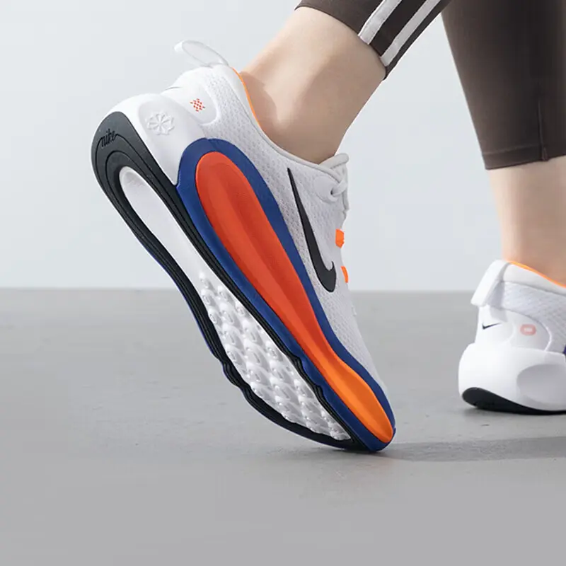 Nike Кроссовки детские с низким верхом, противоскользящие, дышащие, белые, оранжевые — фото 4
