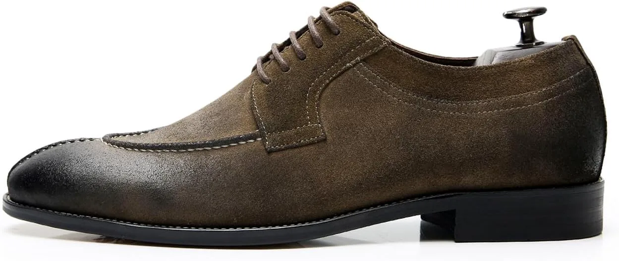Santimon Men's Oxfords Brown Dress Shoes for Men Formal Fashion Business Casual Derby Brogues Wedding Leather Shoes, коричневый — фото 4