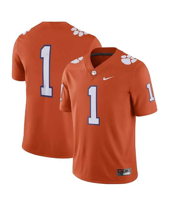

Мужская выездная игровая футболка Clemson Tigers #1 Nike, оранжевый