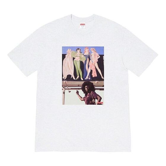 

Футболка fw19 week 7 american picture tee usa photo printing short sleeve gray Supreme, серый
