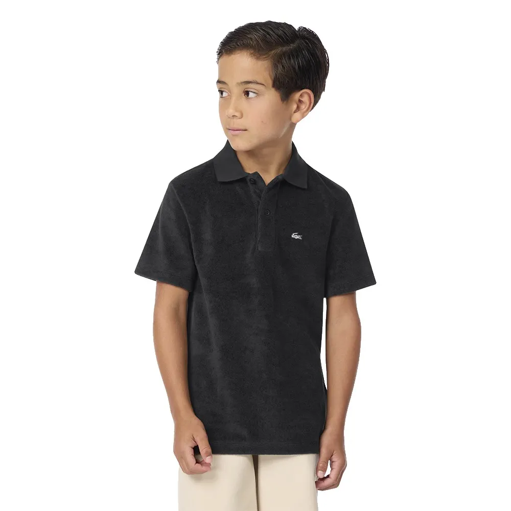 Детская нарядная рубашка-поло Lacoste с коротким рукавом Lacoste kids, черный
