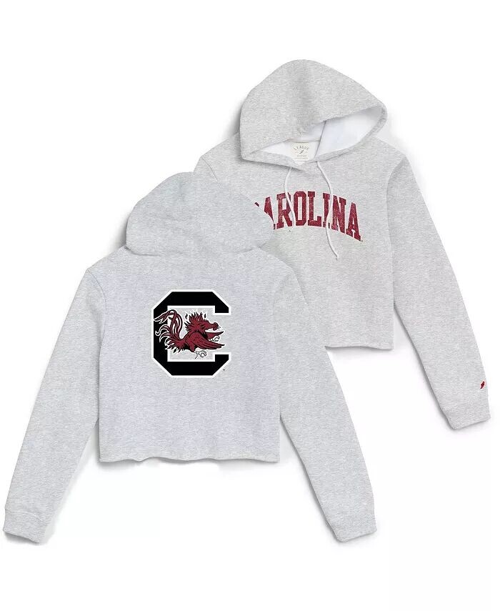 

Женская укороченная толстовка с капюшоном Ash South Carolina Gamecocks 2-Hit 1636 League Collegiate Wear