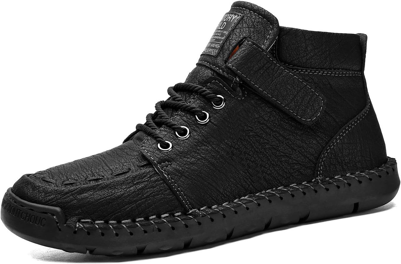 

Мужские премиальные высокие кроссовки VAXAV с ручной прошивкой из ПУ для повседневной ходьбы и вождения, черный