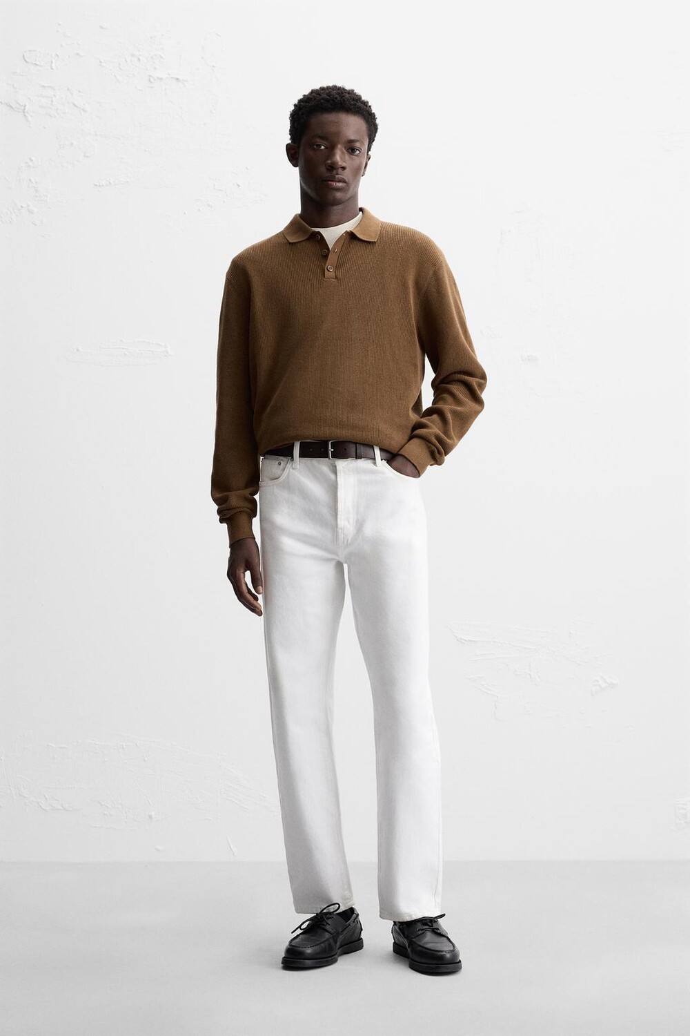 

Рубашка-поло purl knit ZARA, цвет Caramel