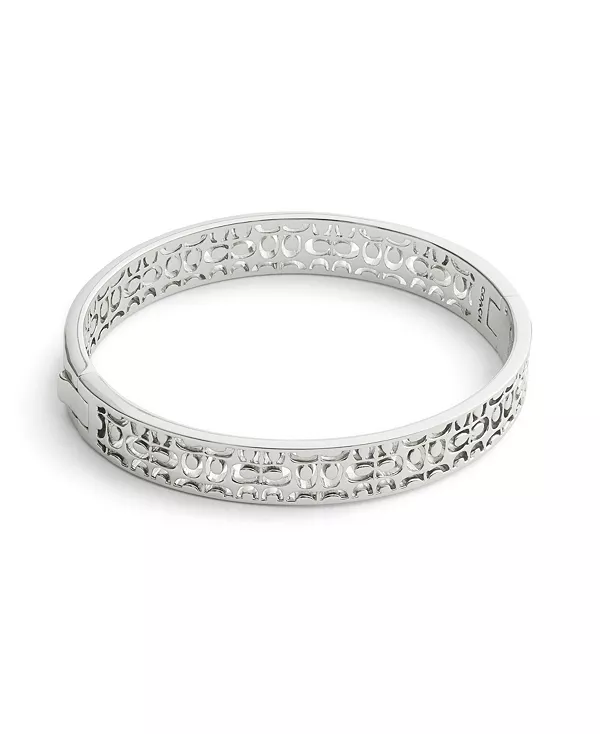 

Браслет-Браслет с родиевым покрытием, минималистичный, с шарнирным креплением Coach, rhodium