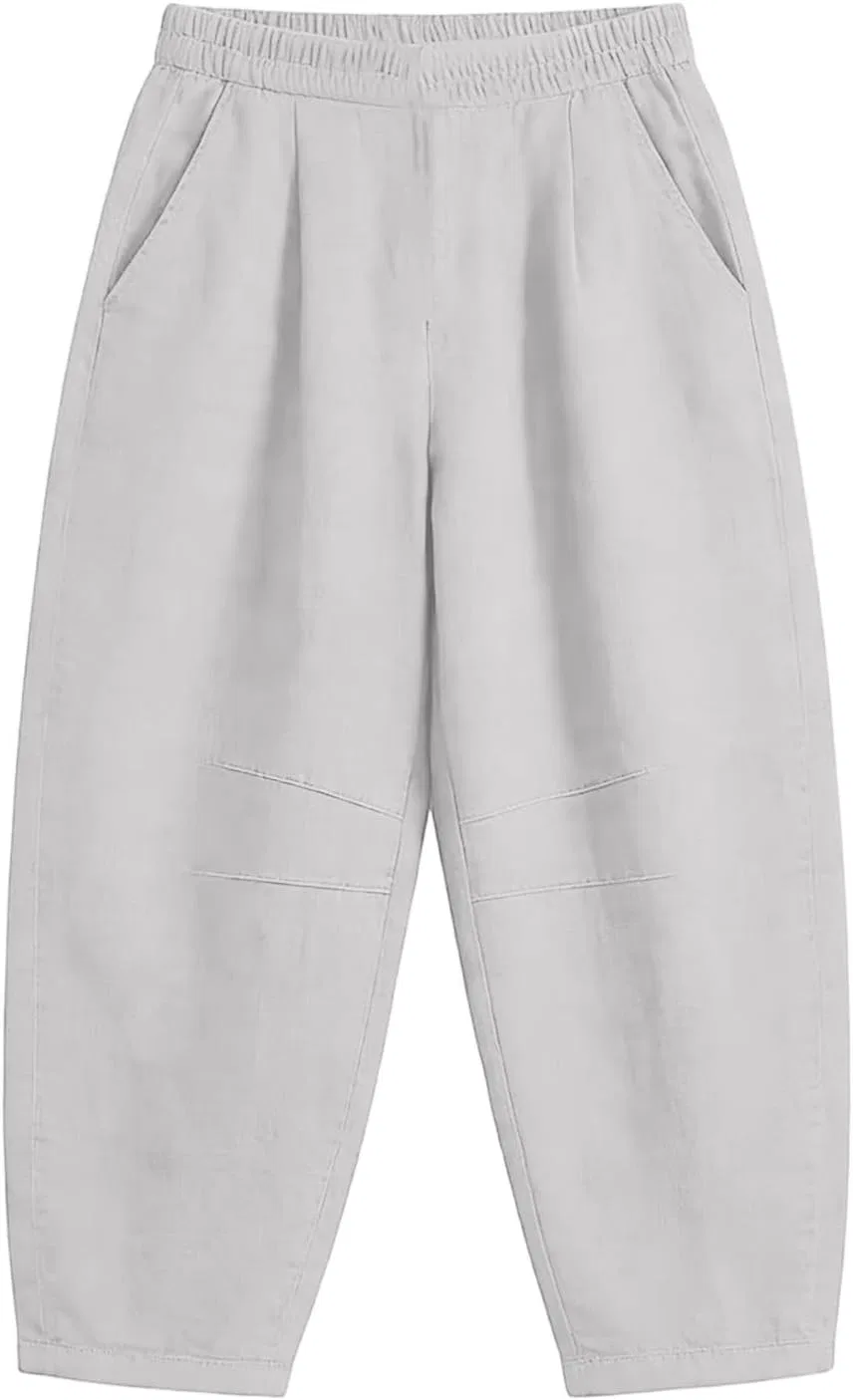Джинсы Oversize Linen Barrel Pants, Light Gray — фото 4
