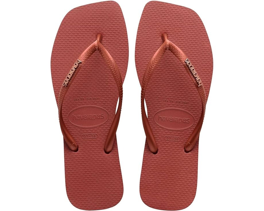 

Сандалии Havaianas Slim Square Logo Metallic Flip-Flop, цвет Mahogany