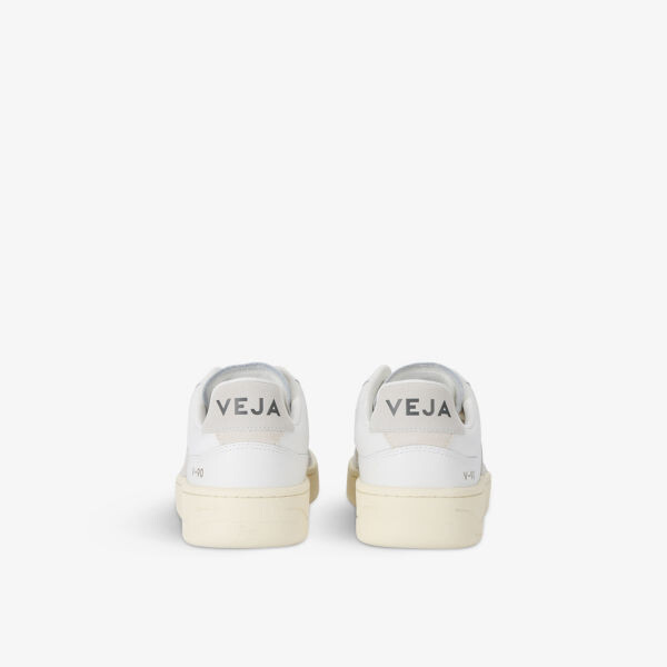 Мужские низкие кожаные кроссовки v90 с вышитым логотипом Veja, белый — фото 4