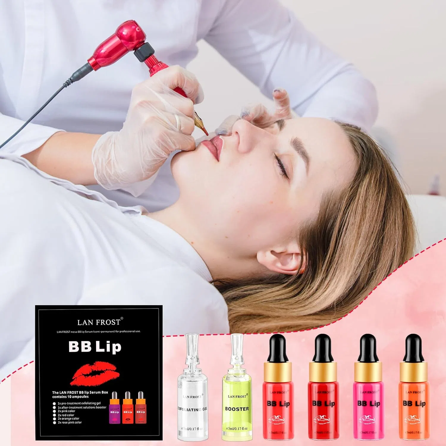 Набор BB Lip Ampoule Serum Starter Kit, TRESSON, 8 ампул с эксфолиантом и бальзамом, розовый — фото 3