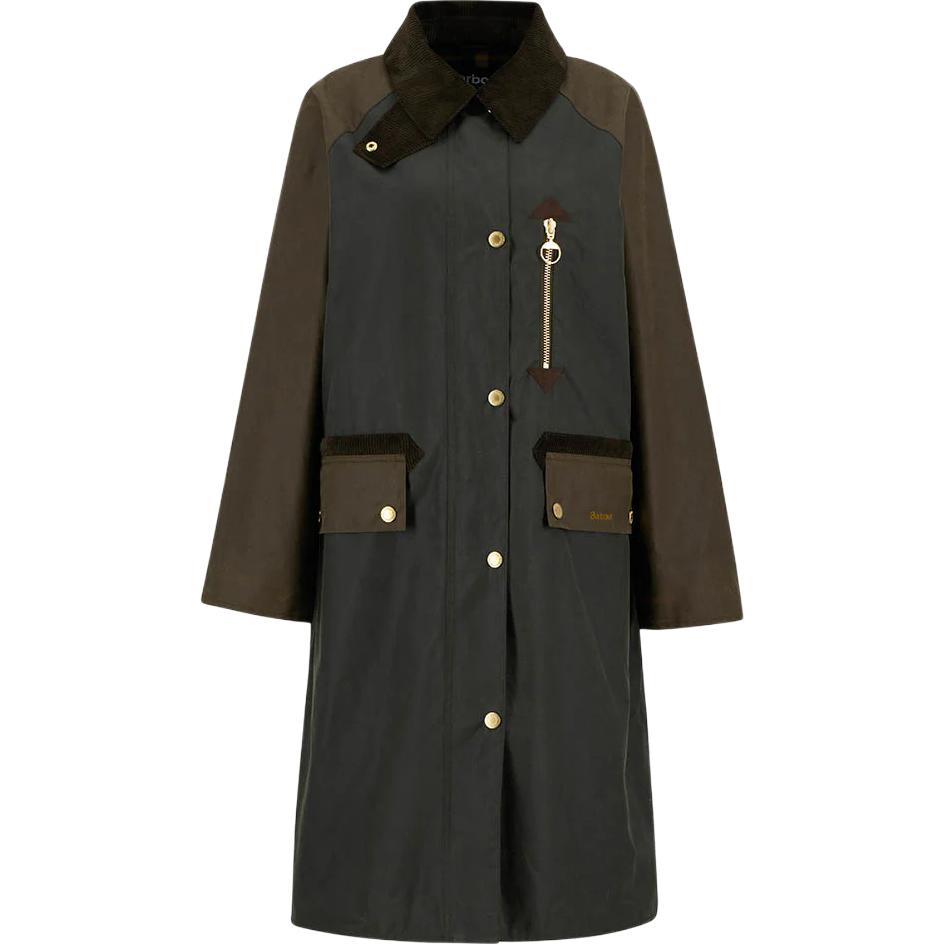 

Однобортное пальто на молнии с декоративной отделкой Barbour, черный umber