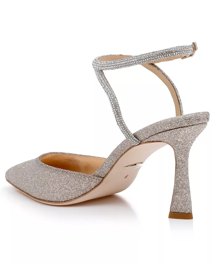 Женские вечерние туфли-лодочки Kamilah с ремешком на щиколотке Badgley Mischka, коричневый/бежевый — фото 4