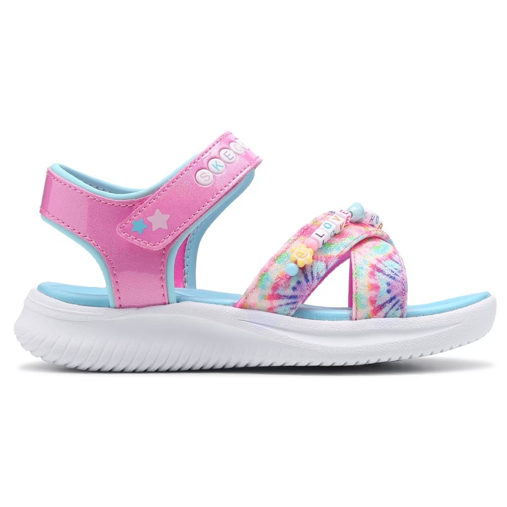Детские сандалии в стиле тай-дай BFFs для маленьких/больших детей Skechers, pink multi tie dye — фото 2