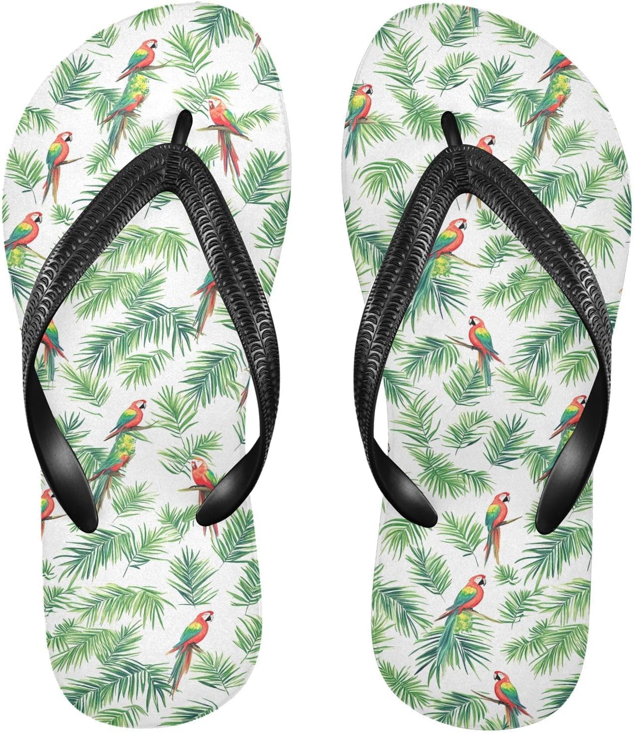 

Пляжные сандалии для женщин и мужчин с рисунком птицы, попугая и пальмового листа, шлепанцы для летнего отдыха и душа 20861584 Kfbe, Colorful