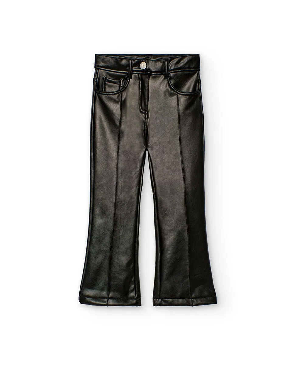 

Широкие детские штаны из искусственной кожи Boboli, черный