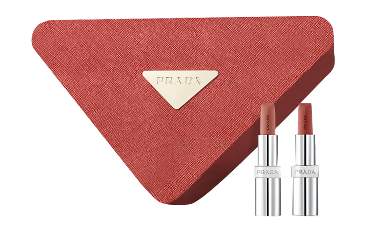 

PRADA Ограниченный набор макияжа Dual Color Red Box, легко растушевывается, естественный тон кожи, набор из 2 помад