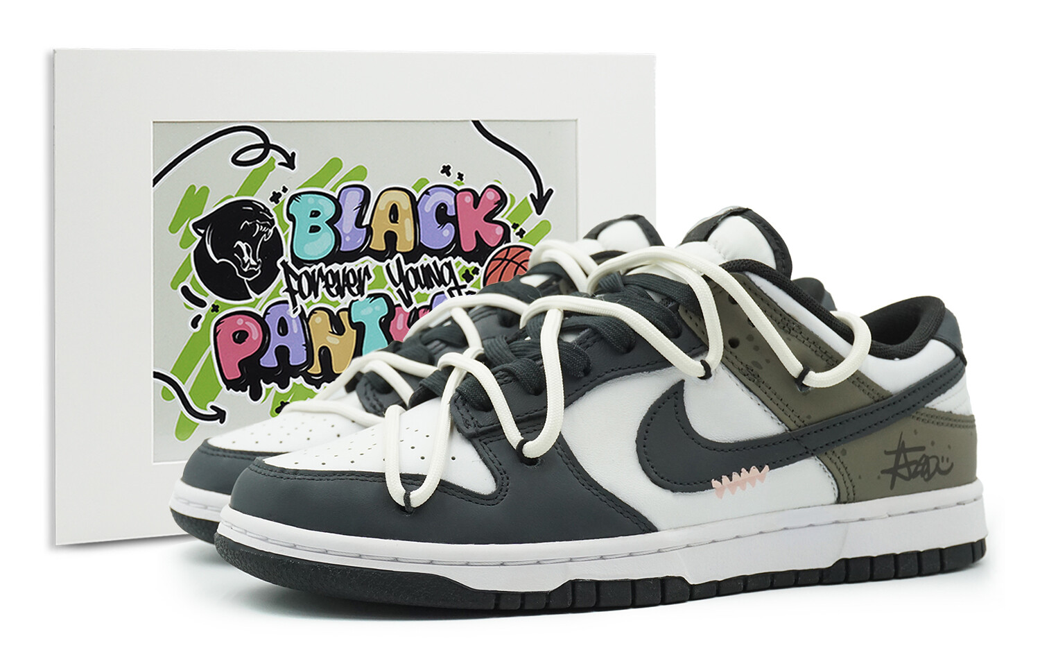 

Кроссовки Nike Dunk Skateboarding Shoes Men Low-top Aurora Black/Zero Metalic/Green Spark, черный